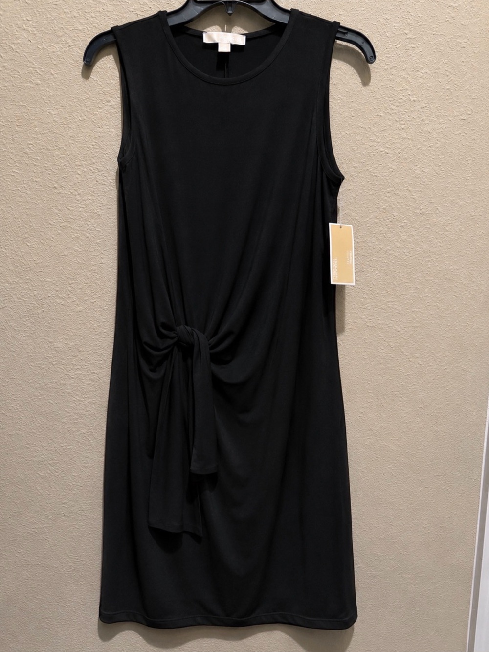 NWOT Michael Kors Black Knot Front Sheath Dress Size Medium Sleeveless